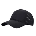 Quick-dry black mesh baseball cap with laser-perforated side vents for summer sports - One Size / Black