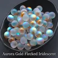 Frosted 12mm glass beads with dawn gradient colors and gold powder for DIY crafts - 12mm Holeless / Iridescent Dawn Color