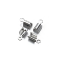 Set di quattro terminali a crimpare in acciaio inossidabile argento per gioielli fai da te - 9x4x2.5mm