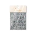 Vintage seashell shimmer nail stickers featuring retro floral stained glass patterns - Stained Glass-Light Blue (TO-4147)