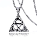 Vintage silver Celtic Triquetra knot pendant with titanium steel chain for men - Triquetra