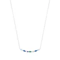 Collar de plata S925 con elegante colgante floral curvo e incrustaciones de circón - Plata 925 / Plateado