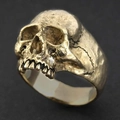 Anello teschio meccanico oro antico in stile punk vintage con texture ossee dettagliate - US 6 / Teschio retrò in oro antico