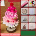 DIY Pink Christmas Tree Kit with 21 pipe cleaners, LED lights, and wooden base - 6# Dreamy Christmas Tree DIY Kit