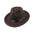 Chapeau classique en feutre marron foncé à bord large avec ruban décoratif en satin assorti - M (56-58cm) / café