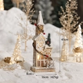 Luminous 41cm wooden Christmas church decoration with warm LED lights and snow texture - 3D Style No. 5