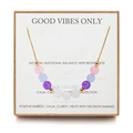 Beaded necklace with natural stones and gold spacers in a kraft gift box with card - Good Vibes Only - Style 1