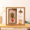 Modern 6-inch rotating wooden picture frame with Shiba Inu figurine and mushroom lamp - Double Sided Vertical - Shiba Inu Dog