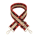 Adjustable 5cm wide leopard print bag strap with red accents and gold hardware - Orange Red Gold Buckle