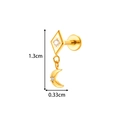 Titanium gold earring with diamond and moon charm measuring 1.3cm in height - Rhombus Moon Style (T2557-6#Gold)