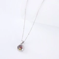 Silver stainless steel floating locket necklace with red yellow and black crystals - Steel