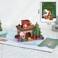 Carte de Noël 3D avec scène de cheminée Père Noël et bonhomme de neige en rouge et vert - Cheminée de Noël