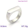 Anello con sigillo minimalista in acciaio inossidabile argento con parte superiore - Stile Freccia Acciaio
