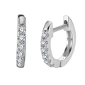 Elegant S925 sterling silver hoop earrings with a single row of sparkling white zircons - Silver Pave Huggie Style (APE118-P)