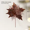 Brown 30cm artificial Christmas flower decoration with glitter petals and mesh detail - Large (30x35cm) / Coffee