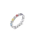 S925 Sterling Silber Ring mit bösem Blick, bunter Emaille und funkelndem Zirkon - US-Größe 5 / Bunt
