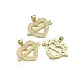 Gold plated heart pendant with MAMA cutout and crystals for Mother's Day necklace - Heart MAMA (Micro-inlay)