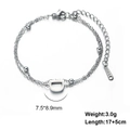 Bracciale a doppio strato in acciaio inossidabile con pendente lettera D e catenina - Lettera-D / Argento
