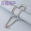 Double-layer silver twist rope necklace in 50cm length with 4mm width and knot detail - 4mm Width-50cm+6cm Length (41.5g) / Silver