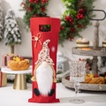 Sac cadeau festif rouge pour bouteille de vin avec gnome à paillettes pour décoration - Feutre/Paillettes / Gnome Chapeau Rose (Base Rouge)