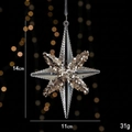 Sparkling transparent acrylic octagonal star Christmas pendant with silver sequins decor - Diamond Shape Five Point Star