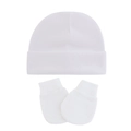 Newborn baby white knitted set including a warm beanie cap and anti-scratch mittens - Two-Piece Set / White (2-Piece Set)