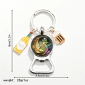Detail view of hummingbird keychain with beer charms and bottle opener dimensions - Hummingbird Floral (Style 3)