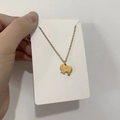 Collier élégant en acier titane doré avec un pendentif silhouette d'éléphant épuré - DN102 Éléphant
