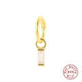 Minimalist S925 sterling silver gold earring with sparkling rectangular zircon pendant - Gold Single - Square Zircon
