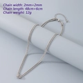 Silver double-layer rope chain necklace with 48cm plus 6cm adjustable extender chain - 2mm Width-48cm+6cm Length (12g) / Silver