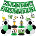Soccer theme birthday party decoration set with Happy Birthday banner and balloons - Centerpiece, Balloon and Banner Set