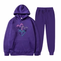Survêtement à capuche violet foncé avec cœurs entrelacés et imprimés Faith Hope Love - S / Violet-Cœurs Entrelacés
