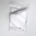 White triangular velvet makeup powder puff with ribbon handle in clear packaging - White / Single Bagged