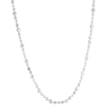Elegant Baroque freshwater pearl necklace with gold-rimmed zircon accent on white background - Pearl 4-4.5mm Length 40+5cm (17.5g)