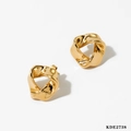 Modern geometric 316 stainless steel earrings in gold finish with irregular twisted design - Glossy (KDE2738)