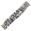 Apple Watch beaded strap with grey white clay Heishi beads and golden stars - Size L Fits 38/40/41mm / Gray White Black Stars