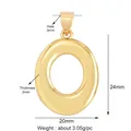 Polished gold oval charm pendant for jewelry making with size and weight details - Gold-Polished Oval Hole