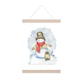 Soporte magnético de madera para póster con arte de acuarela de un muñeco de nieve - 31cm / Roble