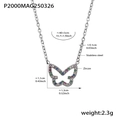 Silver stainless steel butterfly necklace with colorful zircon, 40+5cm chain dimensions - 40+5cm / Steel / Colored Zircon