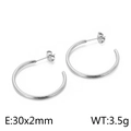 Pendientes de aro en C retorcidos de plata en acero inoxidable minimalista, 30x2mm - 30x2mm / Color Acero