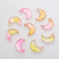 Pink and yellow gradient moon resin pendants with gold glitter and hanging holes - Yellow Pink Gradient