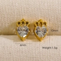 Dettaglio macro con dimensioni degli orecchini a corona a cuore in oro 14K con zirconi - Zircone Bianco