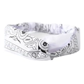 Elastic white paisley bandana headband with a stylish twist knot for sports and hip-hop - White