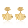Elegant 18K gold plated stainless steel ginkgo leaf stud earrings for women - Double Ginkgo Leaf Design (ER24Y0300)