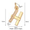 Gold plated copper pendant letter H with micro paved colorful cubic zirconia stones - Zirconia Letter H