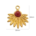 Boho-Anhänger aus vergoldetem Edelstahl mit rotem Stein, Größe 24 mm mal 20 mm - Roter Achat