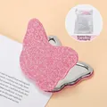 Pink glitter butterfly portable folding makeup mirror with sleek silver metal frame - Pink And Silver Inner Frame + Bubble Wrap ♜