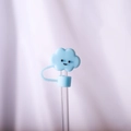 Light blue silicone cloud straw cover for 10mm straws on a soft purple fabric - Blue Cloud