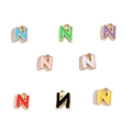 Colorful enamel letter N alloy pendants with gold trim for DIY jewelry making - Letter N / Black