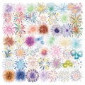 Lot de 50 autocollants de feux d'artifice aquarelle transparents en PET imperméable - Style de Feux d'Artifice Multicolores Mixtes